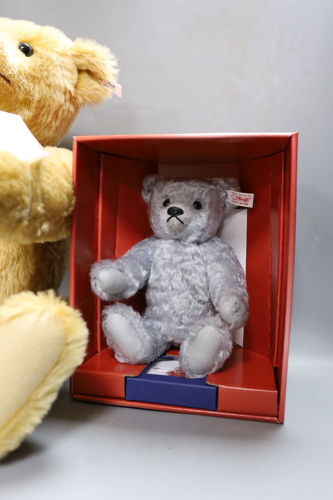 A Steiff Swarovski Poinsettia Bear, 25cm with British Collectors white label, no box/cert. 53cm